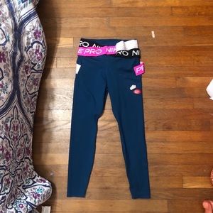 Blue Nike Pro leggings
